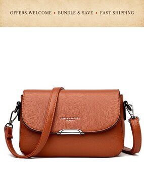 Small PU Leather Crossbody Bag Baguette Style Casual Everyday Purse